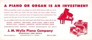Minneapolis Wylie Piano Company Blotter - Picture 1 of 2