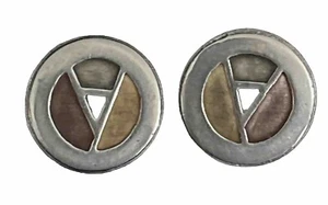 Modernist Carly Wright Sterling Silver Enamel Earrings Signed - Picture 1 of 2