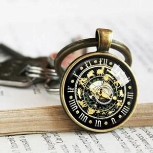 Ulm Astronomische Uhr Halskette Rund Anhänger, Prager Uhr Schmuck Schwarz Geschenk - Bild 1 von 4