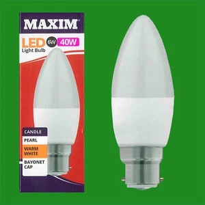 6x 6W (=40W) LED Pearl 2700K Warm White BC B22 Candle Light Bulb Lamp - Picture 1 of 2