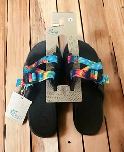 NWT! Chaco Chillos Sandals Big Kid Sz 5 Dark Rainbow tie dye Nylon Water, Hiking - Picture 1 of 5