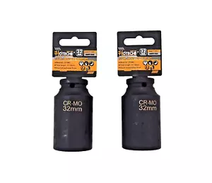 2 Pcs 1/2" Dr. Air Impact Socket Deep 6 Points CR-MO Metric 32mm 18091232 - Picture 1 of 4