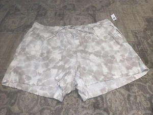 New White Beige White Pull On Linen Blend Shorts Sz Plus 4X (28W-30W) - Picture 1 of 7