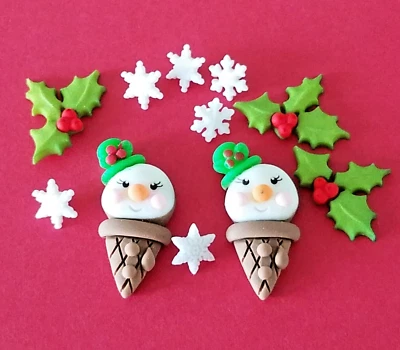 Conos de nieve con botones Dress It Up Navidad Invierno Jesse James caña trasera Foto 1 de 4