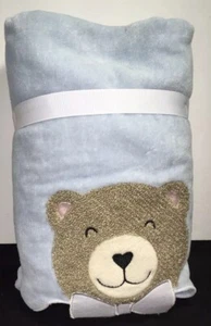KASSA Kids TEDDY BEAR 2 PK Scalloped HAND TOWELS Blue Embroidered NWT - Picture 1 of 4