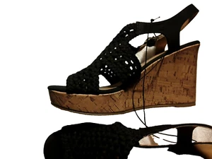 New Black Heavy knitted Wedge Jelly Pop size 10 Sandals - Picture 1 of 5