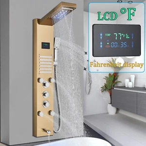 LED Shower Panel Tower Rain&Waterfall Massage Body Jets System Stainless Steel - Picture 1 of 20