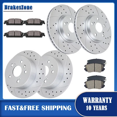 Комплект колодок передних задних тормозных дисков подходит для Lexus ES300H ES350 2013-2018 с просверленными отверстиями - Изображение 1 из 4