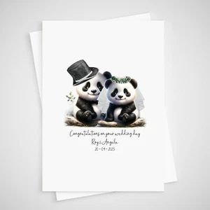 Tarjeta de boda Panda personalizada felicitaciones día de boda novia novio - Imagen 1 de 2