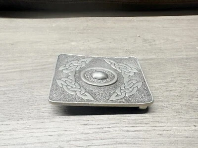 ВИНТАЖНЫЙ ШОТЛАНДСКИЙ KILT CLAN ART CO ОЛОВЯННЫЙ БУЛЬДОГ ПРЯЖКА КЕЛЬТСКИЙ УЗОР - Изображение 1 из 4