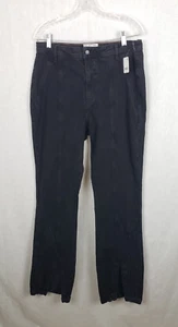 Free People We The Free Midnight Black Jeans 31 Curvy Mona Flare Split Hem NWT - Picture 1 of 9