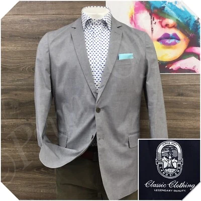 LAND'S END Mens Blazer Sport Coat Casual Jacket Size 46R Gray Cotton Suit - Image 1 of 4