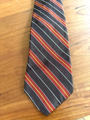Corbata de Colección Liberty of London Marrón Rojo Amarillo Rayas 100% Seda Foto 1 de 2