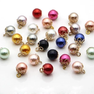 10x Faux Pearl Beads Button For Doll Kids Wedding Dress Tops Sewing Supplies DIY - Picture 1 of 21