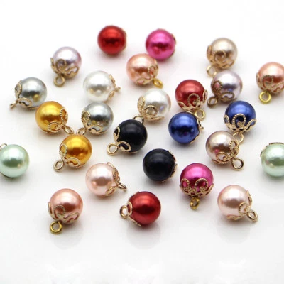 10x Faux Pearl Beads Button For Doll Kids Wedding Dress Tops Sewing Supplies DIY - Image 1 of 4