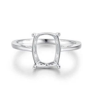 18k White Gold Classic Engagement Gift Solitaire Cushion 10x8mm Semi Mount Ring - Bild 1 von 9