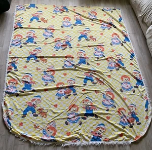 Vintage Raggedy Ann & Andy Bedspread 78 x 97 Fringe JC Penney Bobbs Merrill - Picture 1 of 14