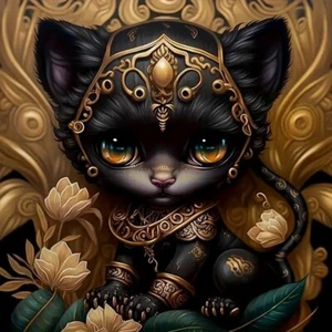 5D Diamond Painting Set 20 x 20 cm - Schwarze Katze - Strasssteine - Bild 1 von 6