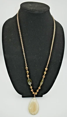 Lia Sophia Rose Gold-tone necklace with brown and tan beads and pendent NEW - Image 1 of 4