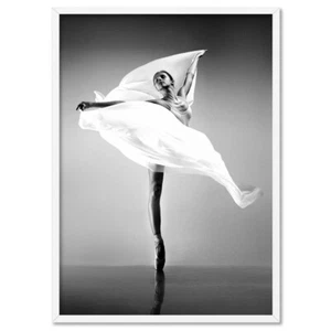 Monochrome Ballet Dancer Art Print. Ballerina Fluid Dance Photography | HPS-86 - Picture 1 of 10