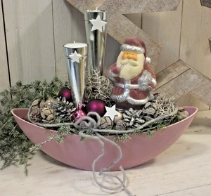 Adventsgesteck, Weihnachtsgesteck, Schale, Weihnachtsmann, antikrosa-erika - Bild 1 von 1