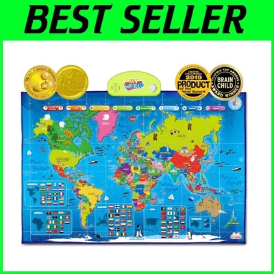 Educational World Map Toy with Voice-Guided Questions - Image 1 of 4