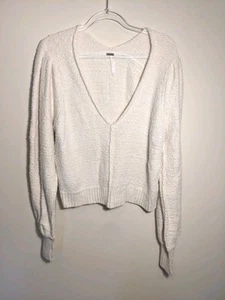 Free People Sweater Women's Small Cream Colored Long Sleeve Short Top - Picture 1 of 8