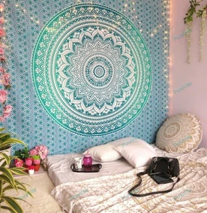 Tapiz decoración dormitorio indio hecho a mano mandala algodón bohemio cubierta de mesa - Imagen 1 de 7