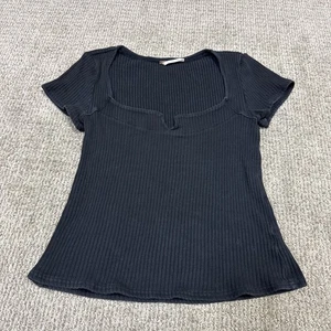 Free People Top Black Short Sleeve Women’s Size Large - Picture 1 of 11