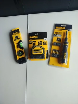 DeWalt DIY Hand Tools. 5 Meter Tape. Mini Level, 10 Piece Screwdriver Kit. New.  - Image 1 of 4