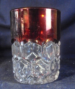 ruby stained glass tumbler Block hexagons clear Tum - Picture 1 of 3