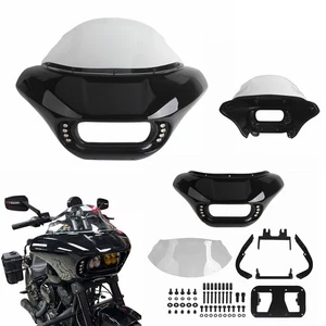 Front Fairing Windshield w/ LP4 Light Bracket Kit For Harley Fat Bob 2018-2025 - Picture 1 of 11