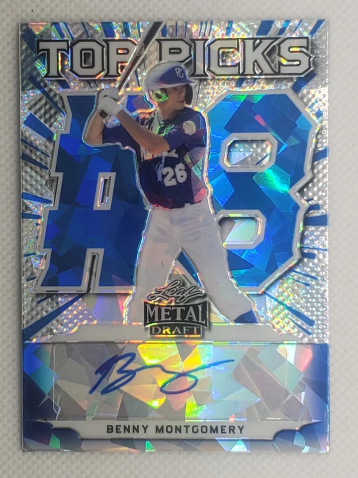 2021 Leaf Metal Draft Top Picks Benny Montgomery #TP-BM1 Blue Crystals /15 Auto - Image 1 of 3
