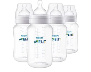 Philips Avent Anti-Colic Bottles 11oz Flow 3 Nipples 3m+ 4pk Clear - Picture 1 of 9