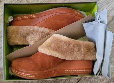 Tamanco Sundance Antelope No8 TOPPA camurça mulas slip on cunha peludo conhaque tamanho 9 - Imagem 1 de 4