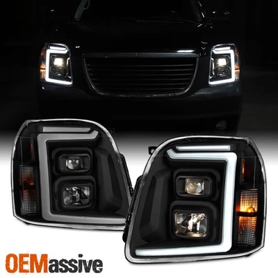 Faros proyectores negros de humo para GMC Yukon XL 1500 2500 2007-2014 [tubo LED] Foto 1 de 4