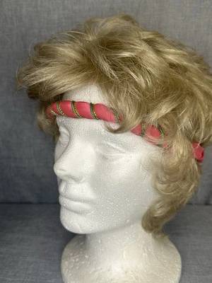 80s Headbands Tie On Bandanna Hair Accessories Boho Pink Head Piece Festival - Image 1 of 4