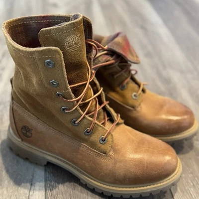 Botas femininas Timberland Pendleton 8,5 dobráveis forradas de flanela couro com cadarço  - Imagem 1 de 4