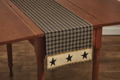 STURBRIDGE STAR TABLE RUNNER, 13X36, BLACK, PRIMITIVE, NEW - Image 1 of 2