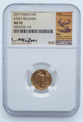 2017 $5 Gold American Eagle 1/10th oz NGC MS 70 Early Releases - U2570 - Image 1 of 4