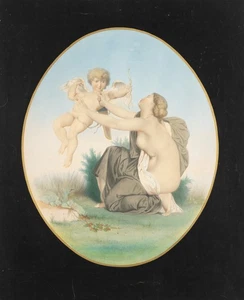 Nach BOUGUEREAU (*1825), Venus mit fliegendem Amor, nach 1855, Lith. Realismus - Picture 1 of 5