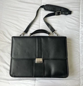 Samsonite Briefcase Leather Flapover Portfolio Shoulder 43120-1041 Business Case - Picture 1 of 10