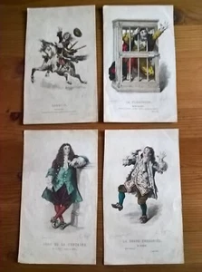 Jean de la Fontaine + 3 seiner Figuren Farbbuchstiche von Emile Bayard - Bild 1 von 1