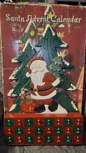 Wooden Christmas Advent Calendar Santa's Tree Ornaments 24" Costco Vintage - Picture 1 of 6