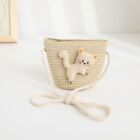 Cartoon Cat Mini Straw Bag Zipper Storage Basket Cute Crossbody Handbag