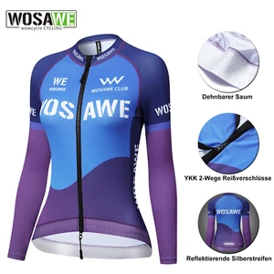 Wosawe Radfahren lange Ärmel Jersey YKK Zipper Stretch atmungsaktiv Frauen Top - Bild 1 von 18