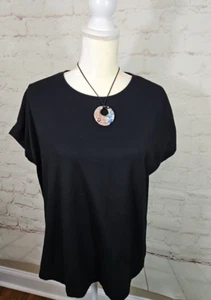 J Jill Women Black Luxe Supima Relaxed Tee Size Medium Black - Picture 1 of 13
