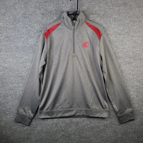 Campus Drive 1/4 Zip Pullover Shirt Men's M Washington State Cougars Gray Red Cover
