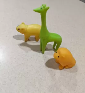 (3) Vintage 1974 Samsonite Vinyl Animals Lion Bear Giraffe Noah's Ark USA Euc - Picture 1 of 3