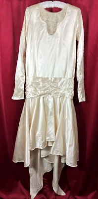 Liquid Silk Satin 20s handkerchief hem wedding dress Flapper 1920s - Image 1 of 4